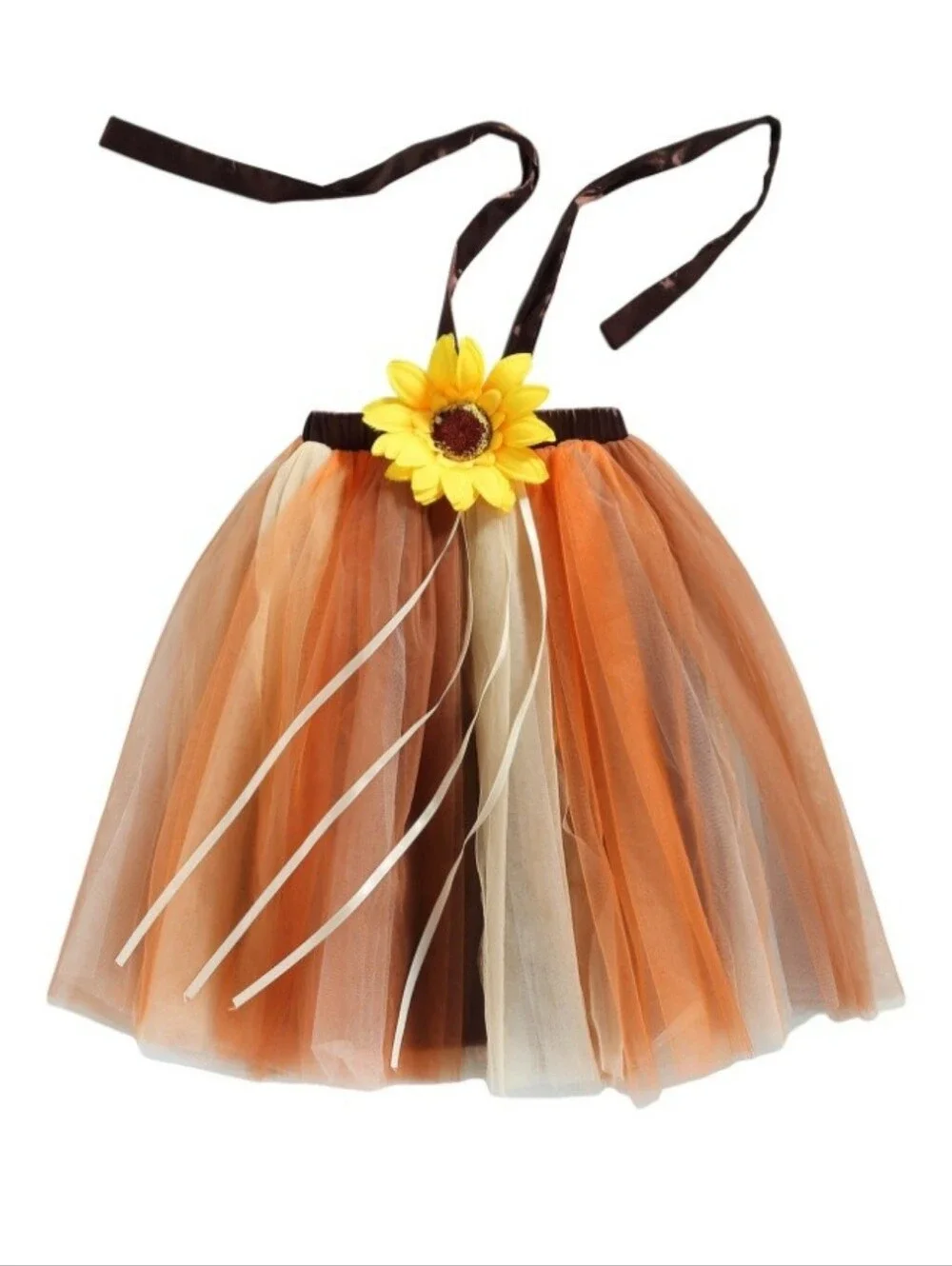 Toddler Fall Sunflower Tutu Dress Halter Ribbon Halloween Pumpkin Patch Outfit